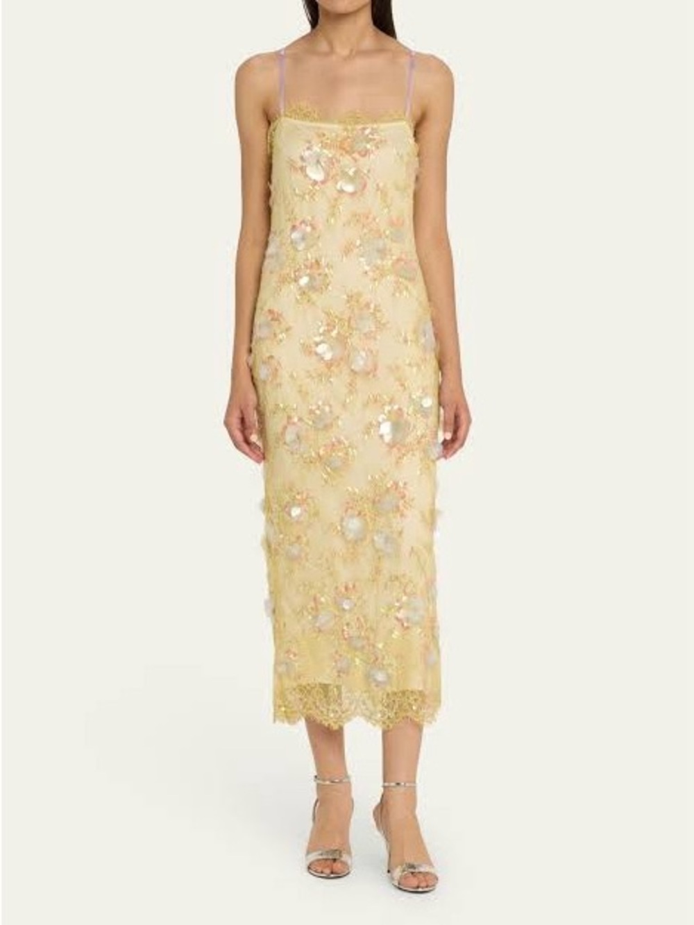 LoveShackFancy Emalia Embellished Lace Midi Dress - Picture 2 of 9